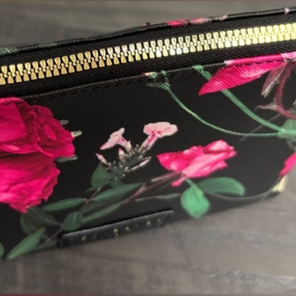 Ted Baker London Black Floral Print Cosmetic Bag NWT - Picture 3 of 6